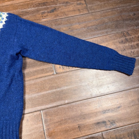 Vintage Dean's Of Scotland Cardigan Fair Isle Sweater | Blue | Size 38 Small - Picture 2 of 12